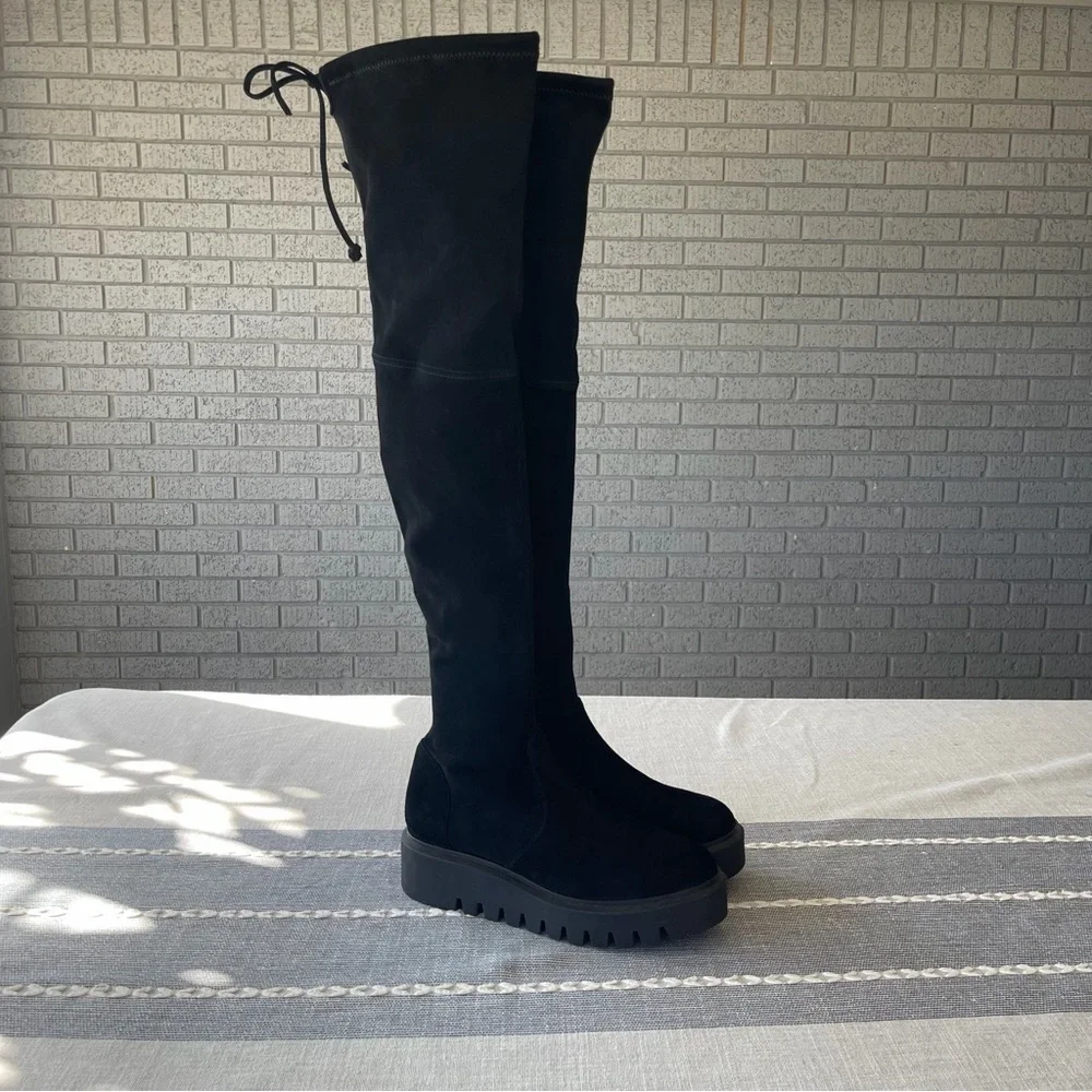 Stuart Weitzman Boots Chalet City Lug Sole Over The Knee Boots Size 8 Black